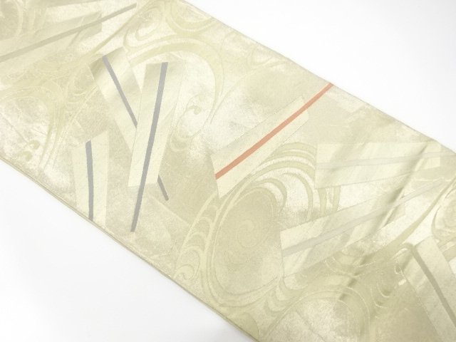 JAPANESE KIMONO / ANTIQUE FUKURO OBI / SILK / WOVEN STREAM & FAN